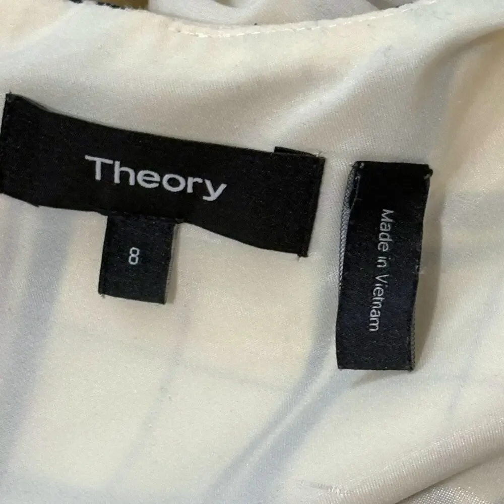 Theory Sleeveless Plaid Dress - Size 8 - Ivory - Shift, Above Knee, Work Classic - Picture 3 of 12
